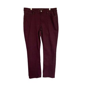 Lee Womens Regular Fit Straight Leg Mid Rise Pants Size 16M Burgundy